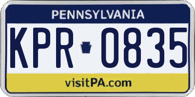 PA license plate KPR0835