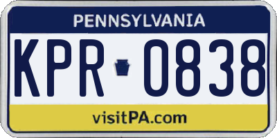 PA license plate KPR0838