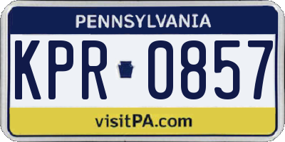 PA license plate KPR0857