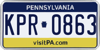 PA license plate KPR0863