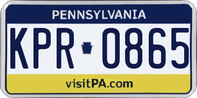 PA license plate KPR0865