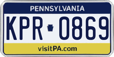 PA license plate KPR0869