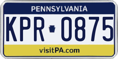 PA license plate KPR0875