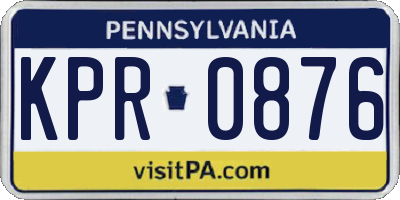 PA license plate KPR0876