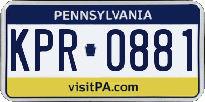 PA license plate KPR0881