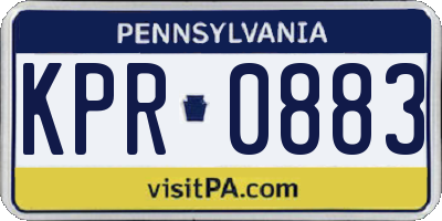 PA license plate KPR0883