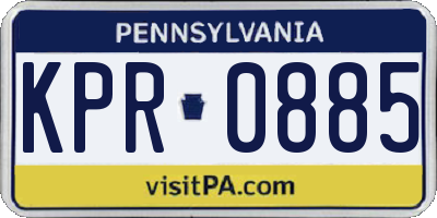 PA license plate KPR0885
