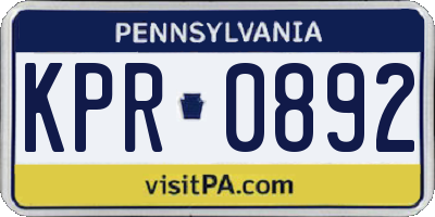 PA license plate KPR0892