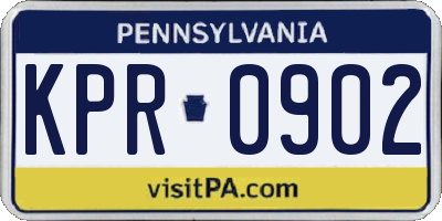 PA license plate KPR0902