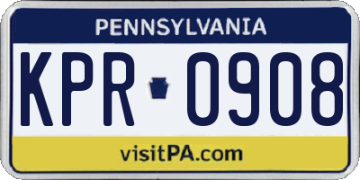 PA license plate KPR0908
