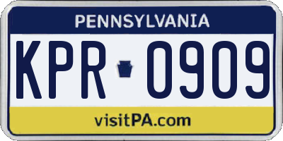 PA license plate KPR0909