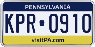 PA license plate KPR0910