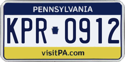 PA license plate KPR0912