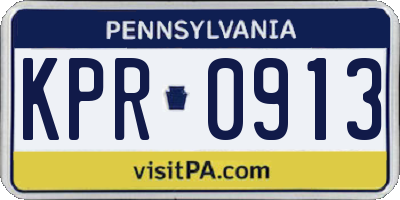 PA license plate KPR0913