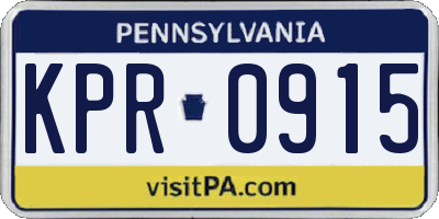 PA license plate KPR0915