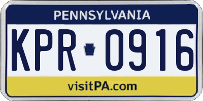 PA license plate KPR0916
