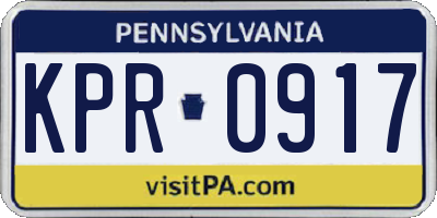 PA license plate KPR0917