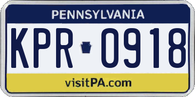 PA license plate KPR0918