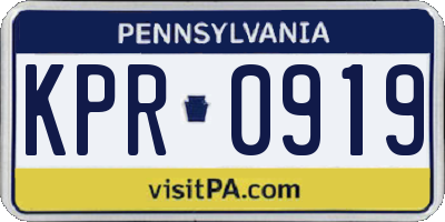 PA license plate KPR0919