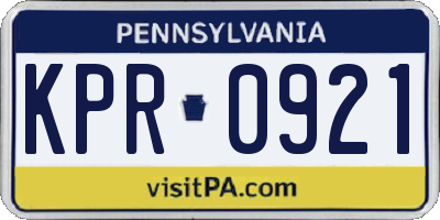 PA license plate KPR0921