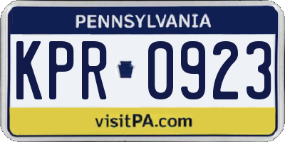 PA license plate KPR0923
