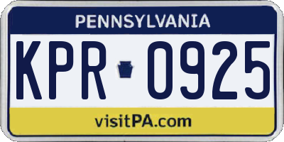 PA license plate KPR0925