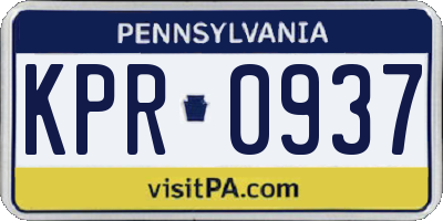 PA license plate KPR0937