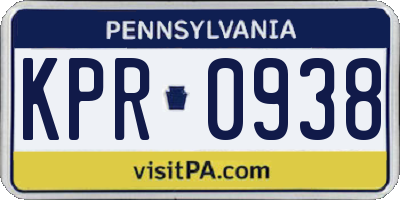 PA license plate KPR0938