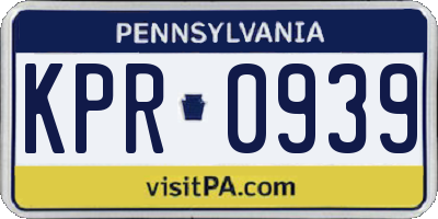 PA license plate KPR0939