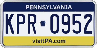 PA license plate KPR0952