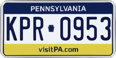 PA license plate KPR0953