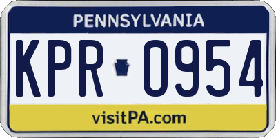 PA license plate KPR0954