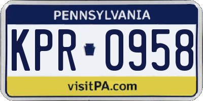 PA license plate KPR0958
