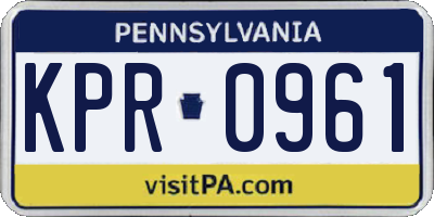 PA license plate KPR0961