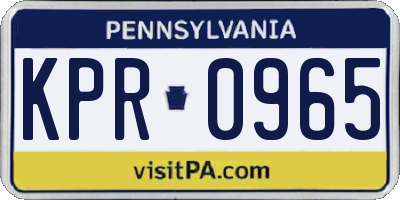 PA license plate KPR0965