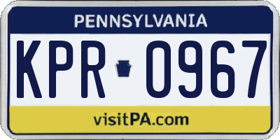 PA license plate KPR0967
