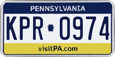 PA license plate KPR0974