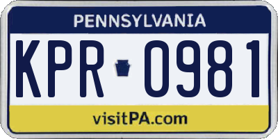 PA license plate KPR0981