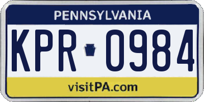 PA license plate KPR0984