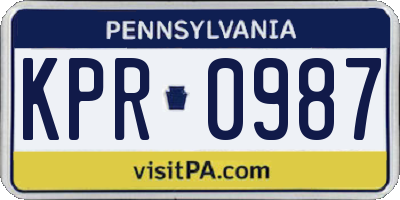 PA license plate KPR0987