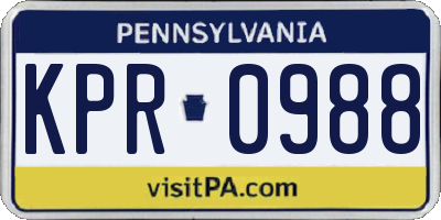 PA license plate KPR0988