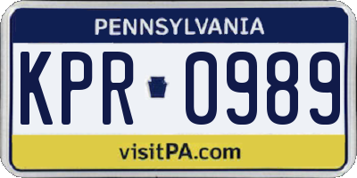 PA license plate KPR0989