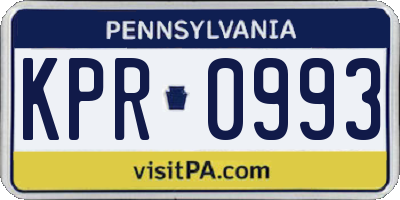 PA license plate KPR0993
