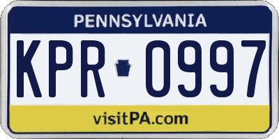PA license plate KPR0997