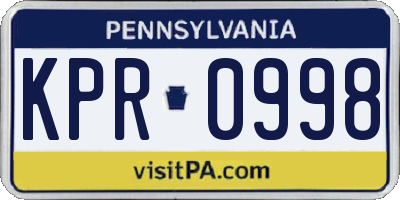 PA license plate KPR0998