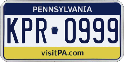 PA license plate KPR0999