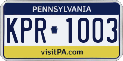 PA license plate KPR1003