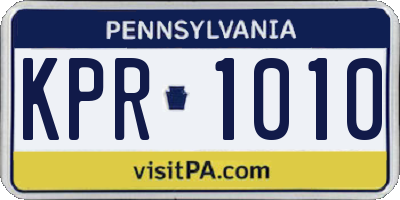 PA license plate KPR1010