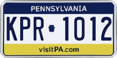 PA license plate KPR1012