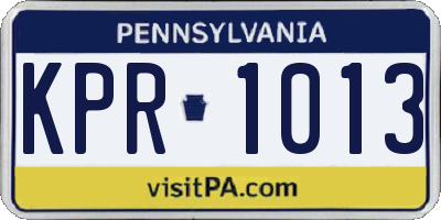 PA license plate KPR1013
